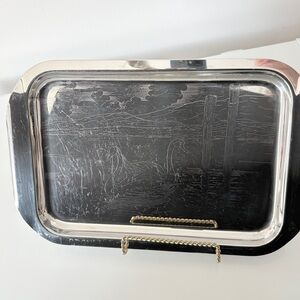 Italian ALPU Swans Lake Etched 18/10 Stainless Steel Tray Made in Italy Trinket